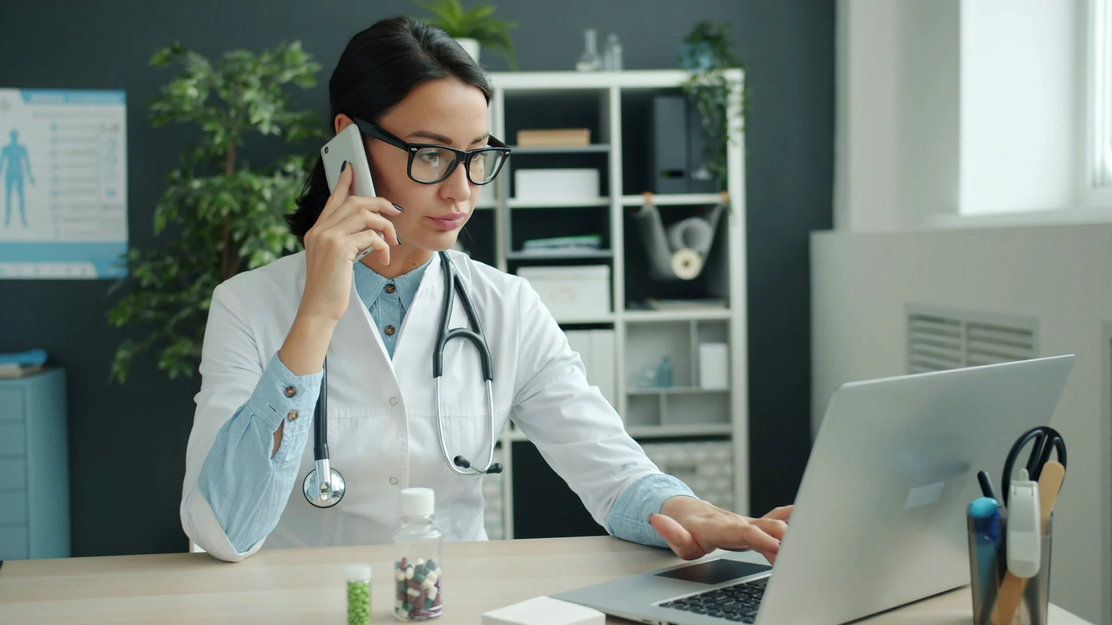 A clinician taking a patient call