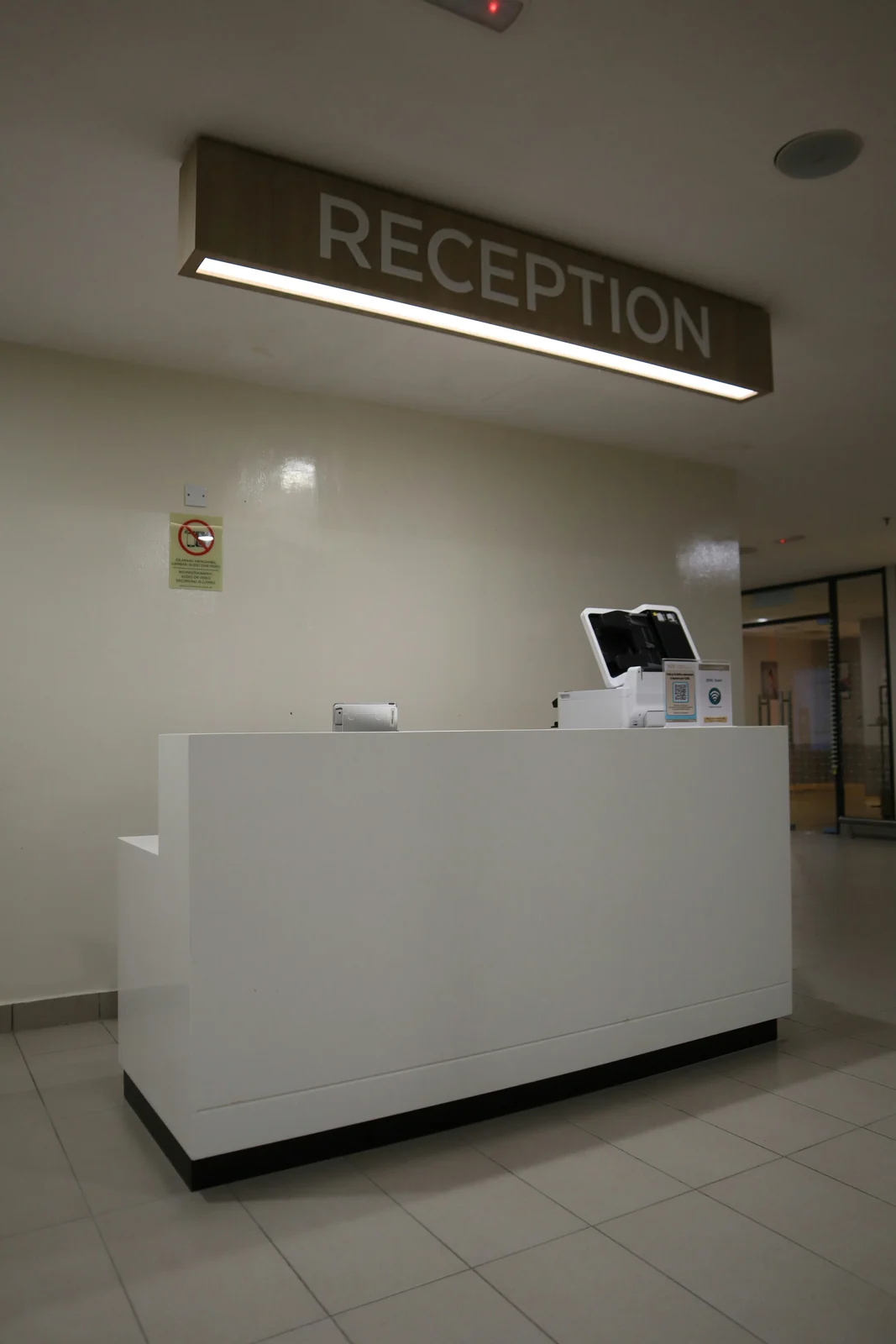 A clean clinic reception desk
